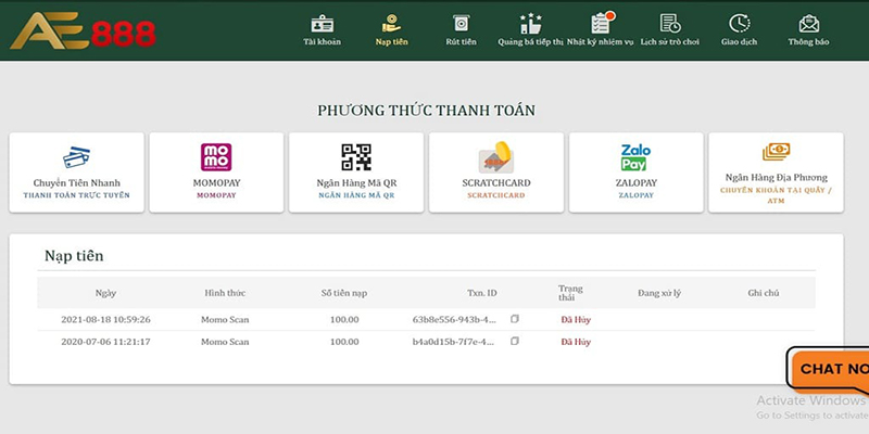 Bật mí cách thức nạp tiền Ae888 chuẩn nhất